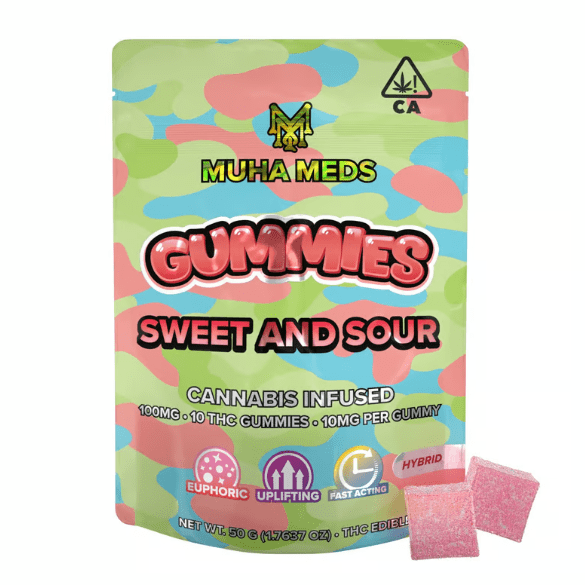 Muha Meds - 100mg Sweet and Sour (Hybrid) Gummies 50g