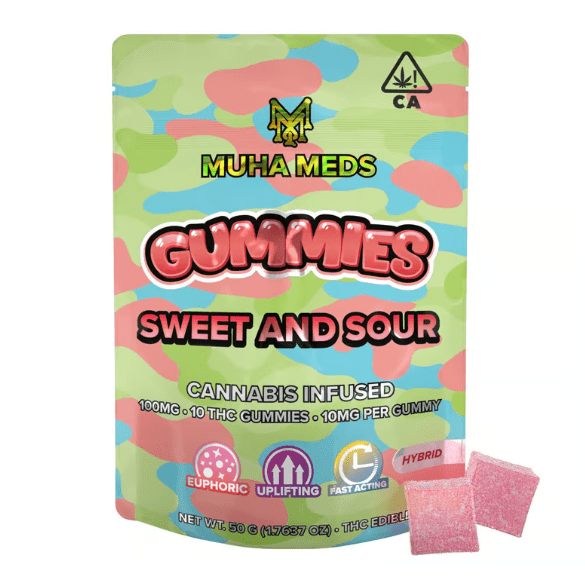 Muha Meds - 100mg Sweet and Sour (Hybrid) Gummies 50g