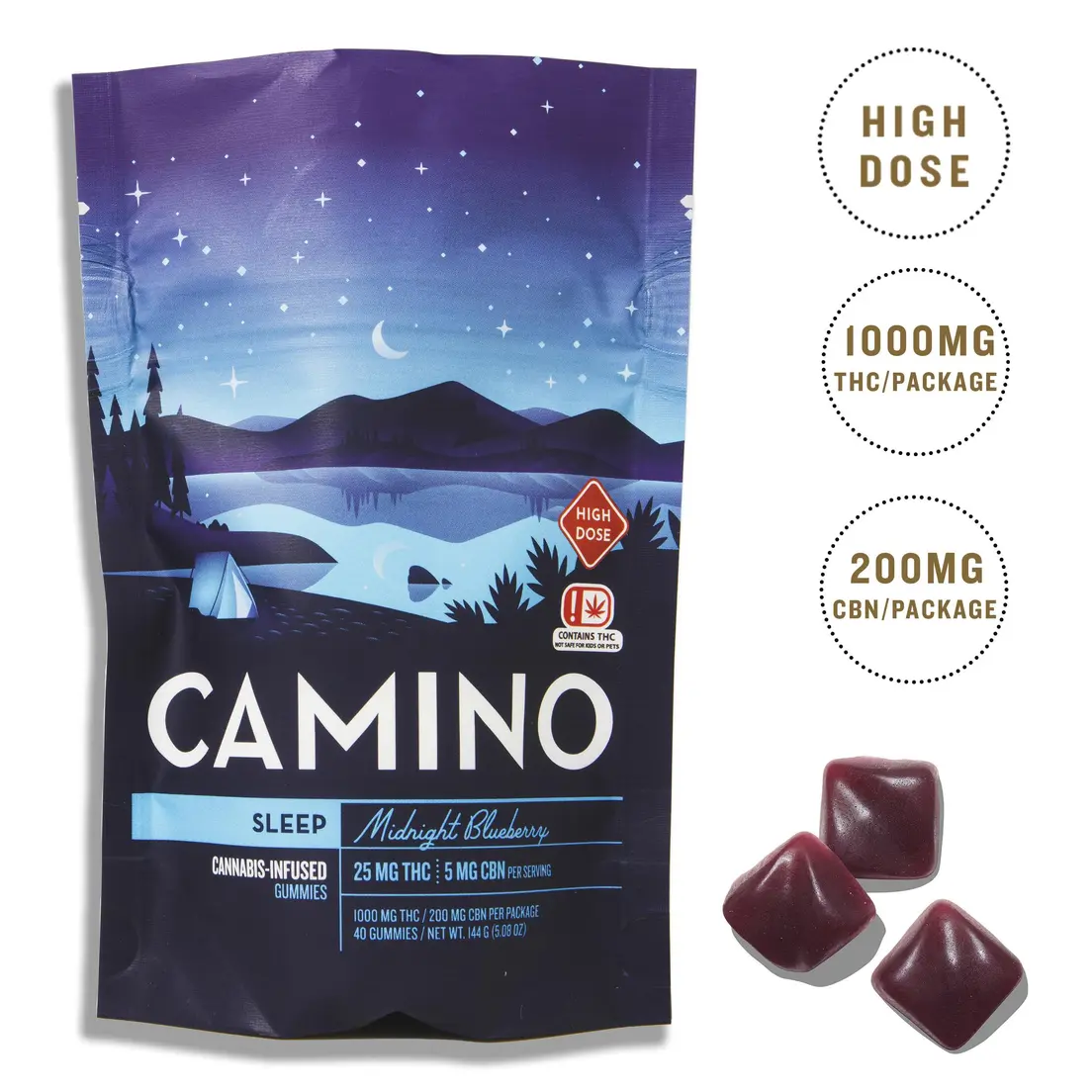 CAMINO MIDNIGHT BLUEBERRY SLEEP GUMMIES 1000MG