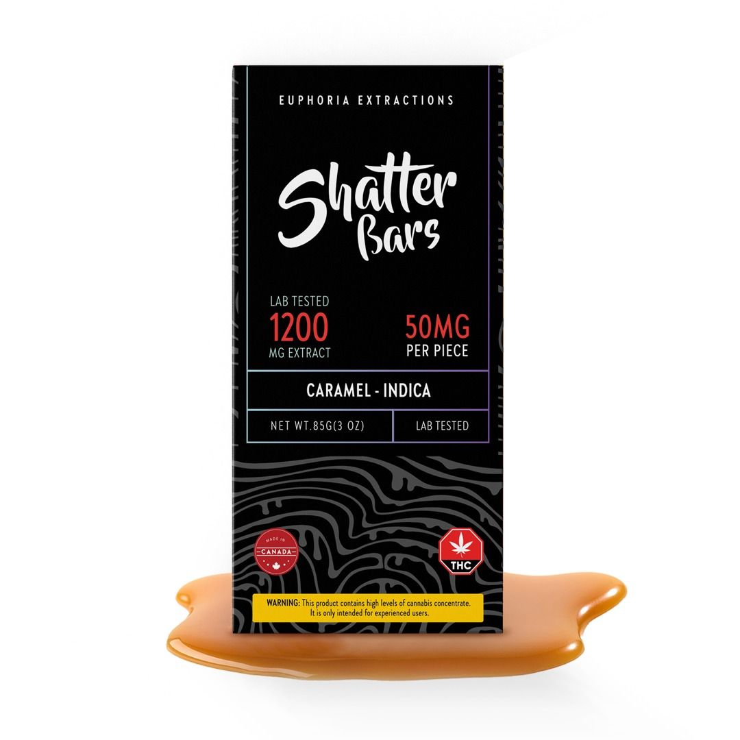 1200mg Indica Caramel Shatter Bar by Euphoria Extractions