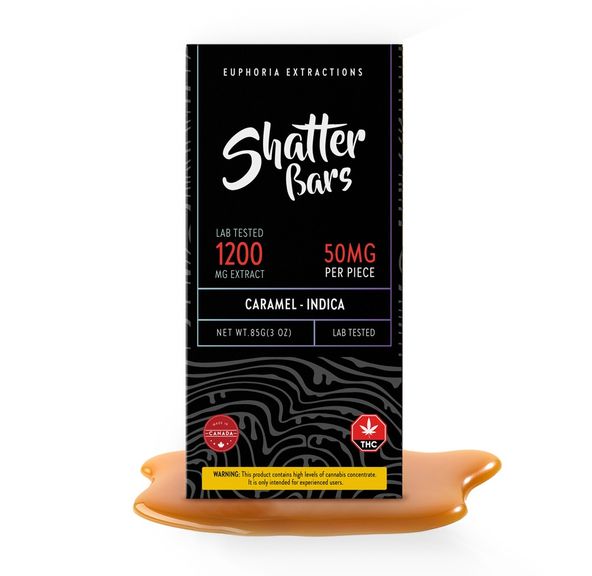 1200mg Indica Caramel Shatter Bar by Euphoria Extractions