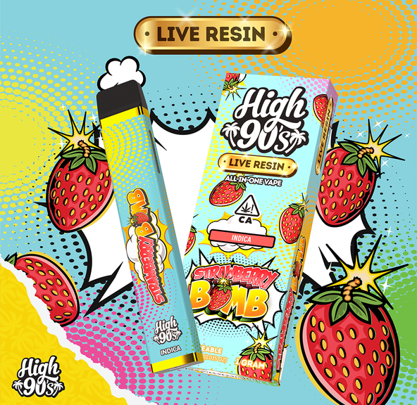 High 90s - Strawberry Bomb Live Resin - 1g AIO