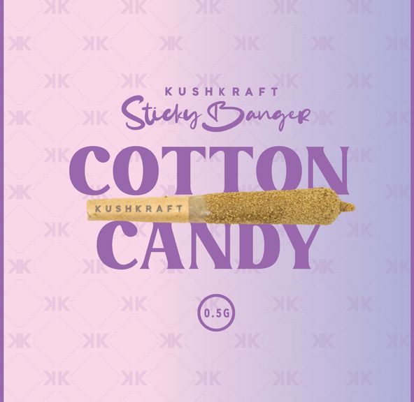 1 x 0.5g Infused Sticky Banger Pre-Roll Indica Cotton Candy by KushKraft