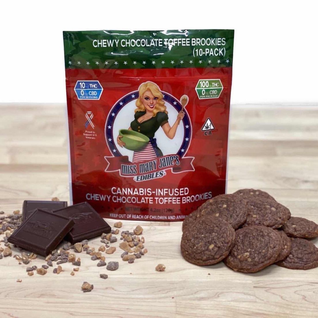 100mg Chewy Chocolate Toffee Brookies - MISS MARY JANES