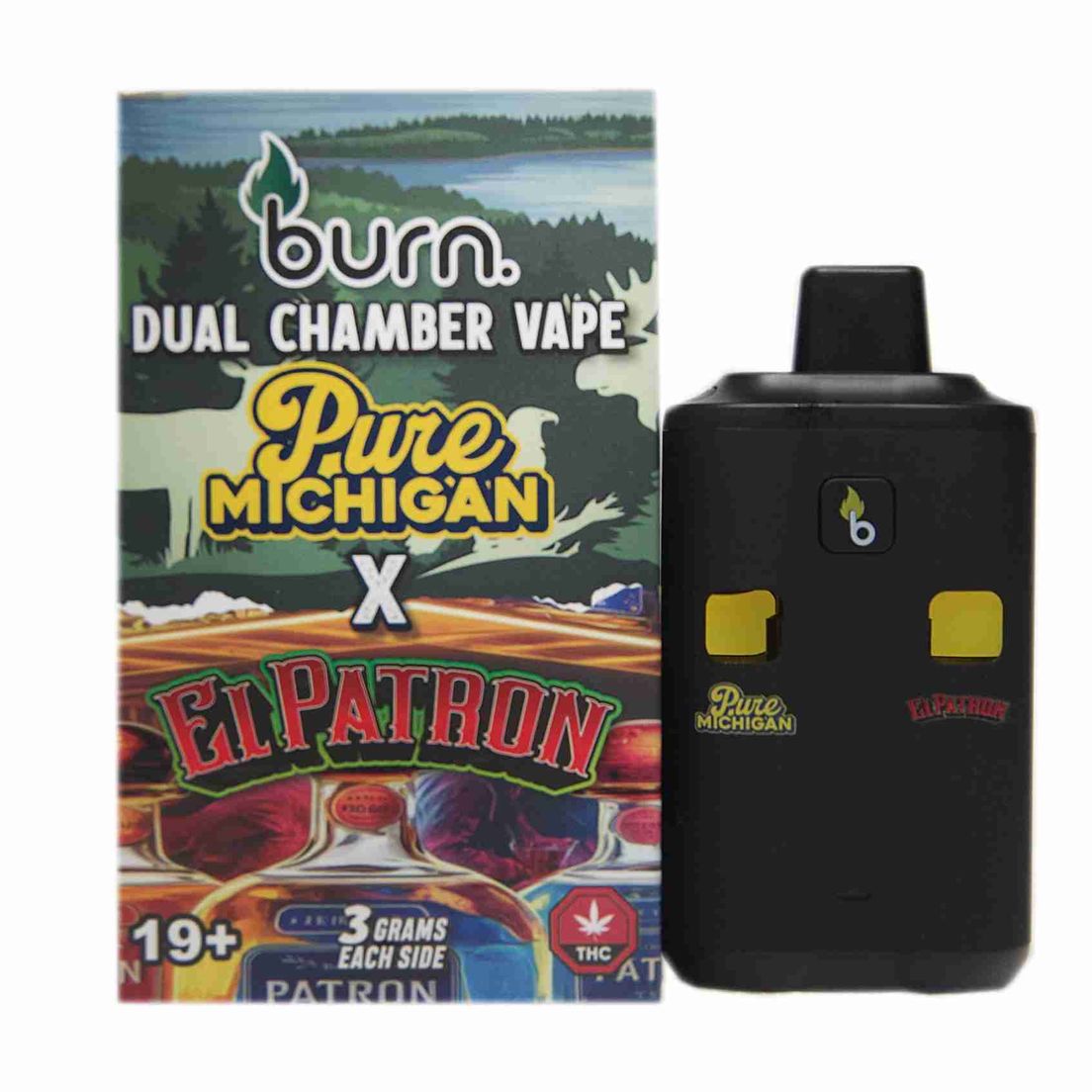 6 Gram Dual Chamber Burn Disposable – Pure Michigan + El Patron (3+3 Gram)