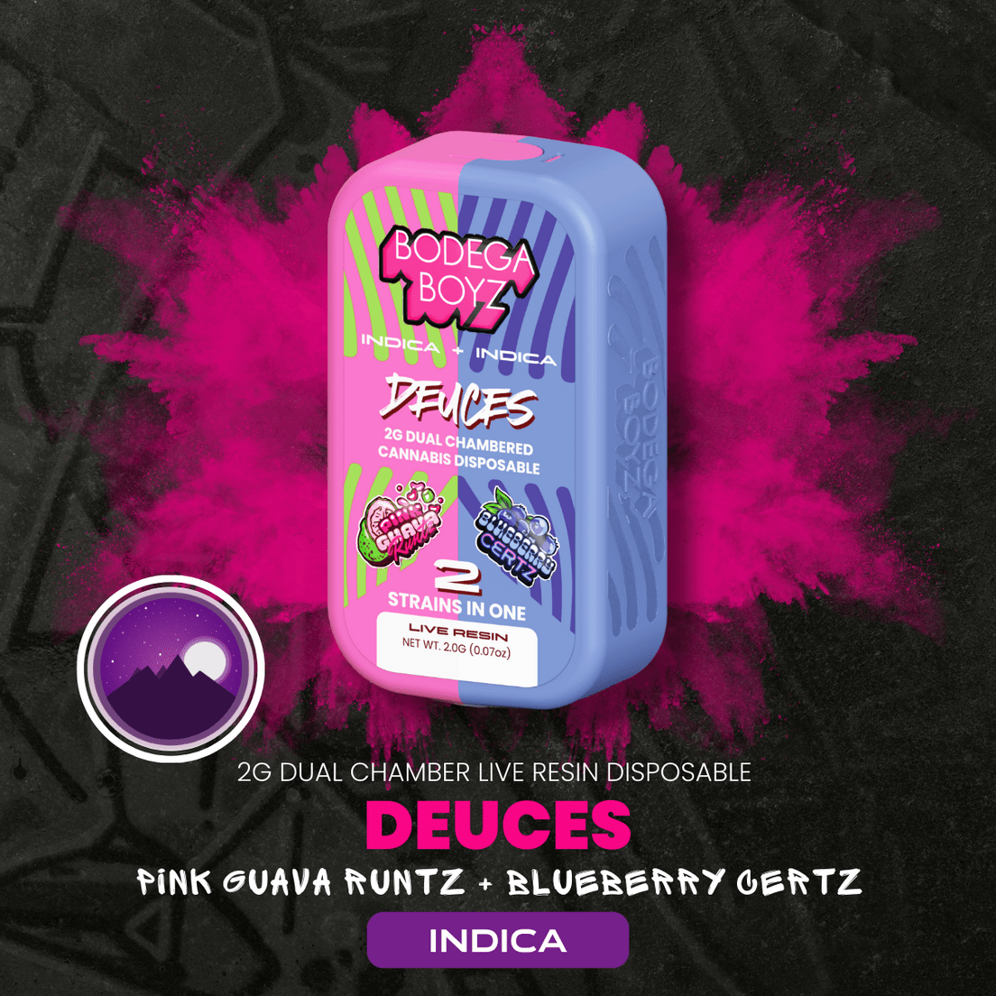 BODEGA BOYZ PINK GUAVA RUNTZ/BLUEBERRY CERTZ DUAL DISPOSABLE 2G