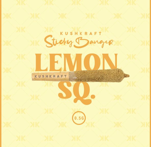 1 x 0.5g Infused Sticky Banger Pre-Roll Hybrid Lemon Squeeze by KushKraft