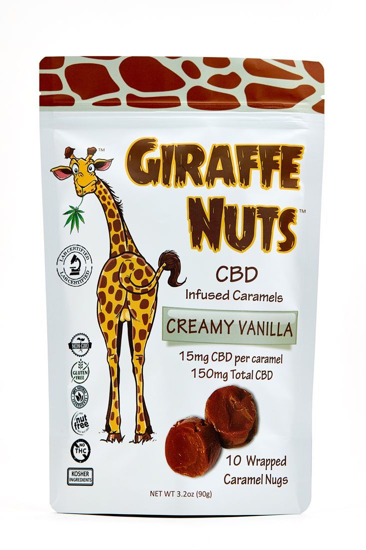 Giraffe Nuts Infused Caramels | Creamy Vanilla | 15mg Hemp CBD per piece - 10 Pieces Per package