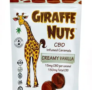 Giraffe Nuts Infused Caramels | Creamy Vanilla | 15mg Hemp CBD per piece - 10 Pieces Per package