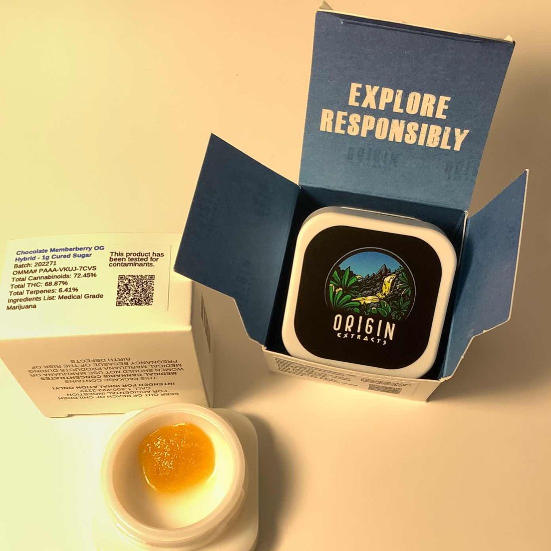Origin Extracts 1g Cured Sugar Chocolate Memberberry OG