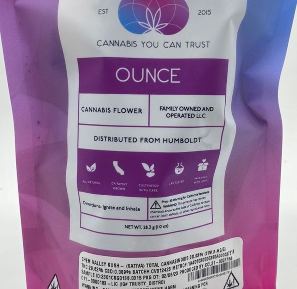 Chem Valley Kush (sativa) - 28g Flower (THC 29%) by Cannatrust