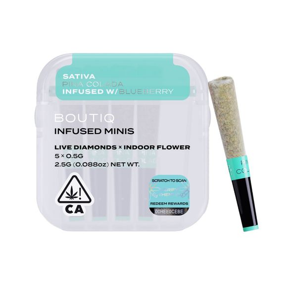 Boutiq Infused Mini Pre-Roll 5pk Pina Colada x Blueberry 2.5g