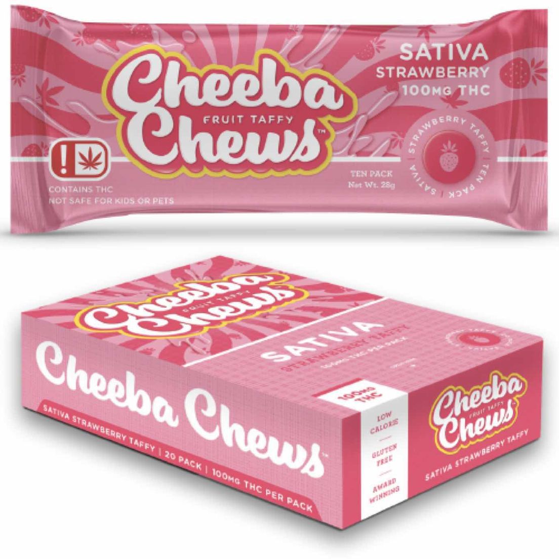 Cheeba Chews - Strawberry Taffy - 100mg Sativa