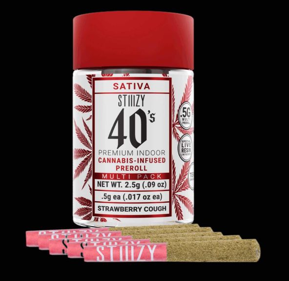 STIIIZY - Infused 40's Strawberry Cough Preroll 5pk - 2.5g - ( 40.42% )