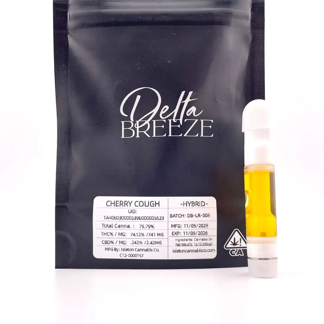 PRE-ORDER ONLY 1g Cherry Cough (Hybrid) Live Resin Cartridge - Delta Breeze