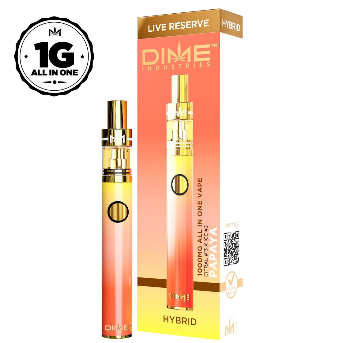 Dime 1g Live Resin Disposable - Papaya