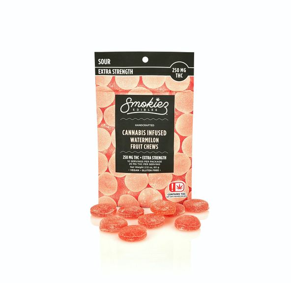 Sour Watermelon Fruit Chews - 250 mg THC - OK