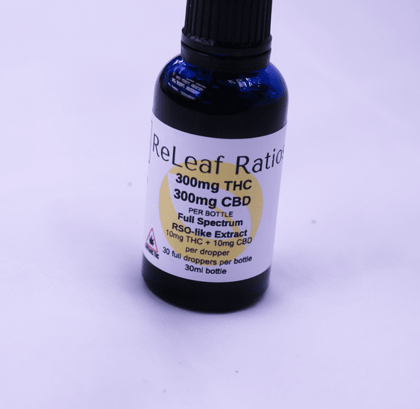 Releaf Rations- Full Spectrum RSO Tincture- 300mg THC/ 300mg CBD
