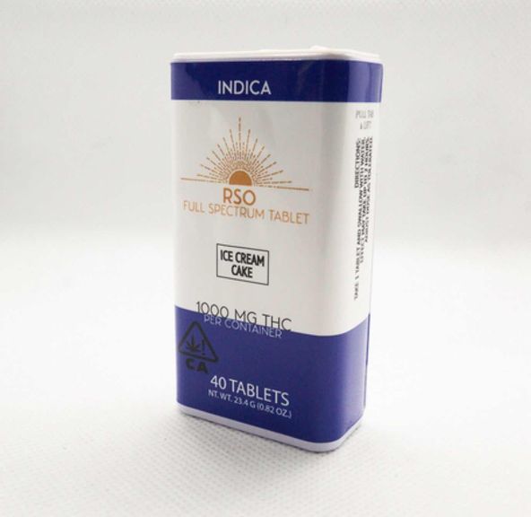 Ice Cream Cake 25 mg Indica RSO Full Spectrum Tablets 1000mg Emerald Bay Extracts