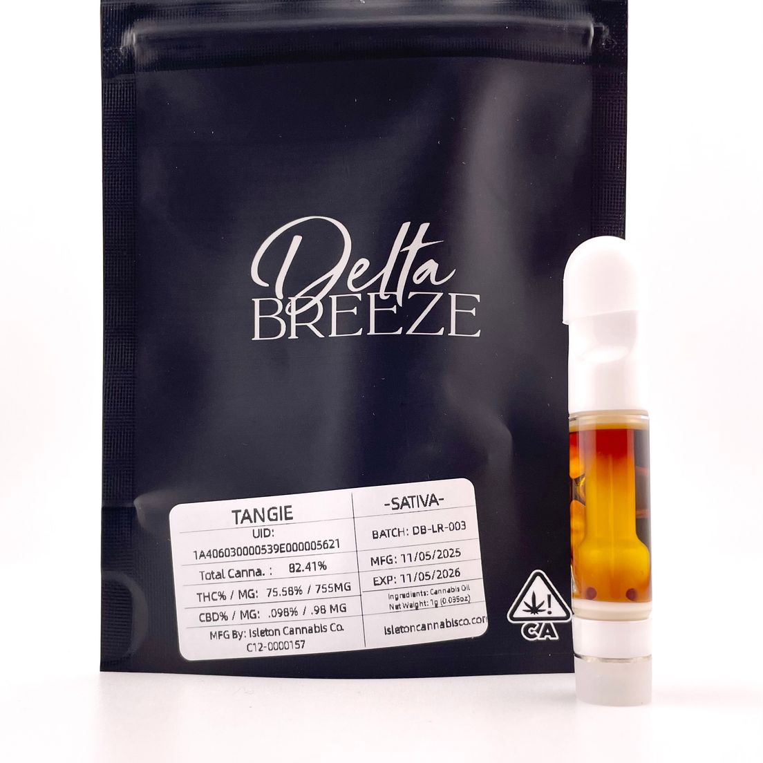 1g Tangie (Sativa) Live Resin Cartridge - Delta Breeze