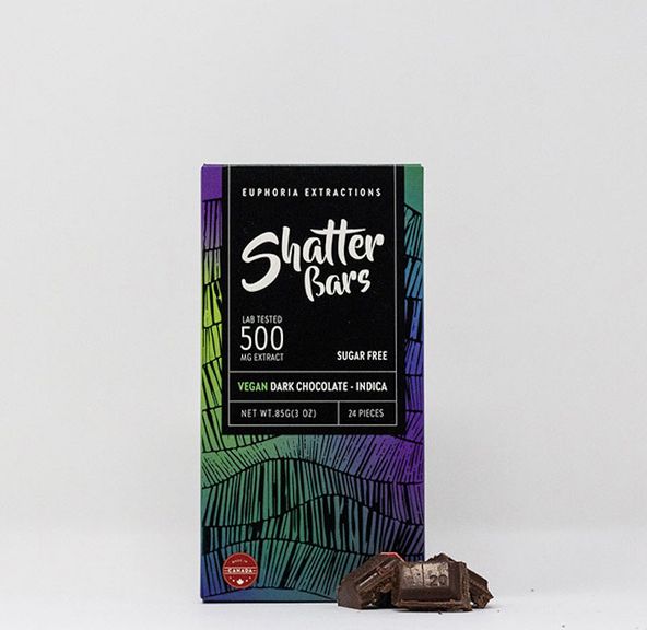 500mg Indica Dark Chocolate Vegan Shatter Bar by Euphoria Extractions