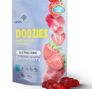 1:1 THC: CBC Strawberry (Hybrid) Fast-Acting Gummies - Doozies