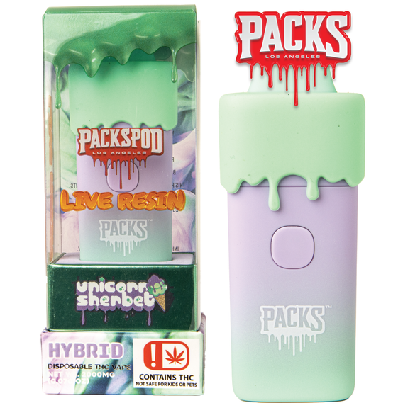 PACKWOODS UNICORN SHERBET LIVE RESIN DISPOSABLE 2G