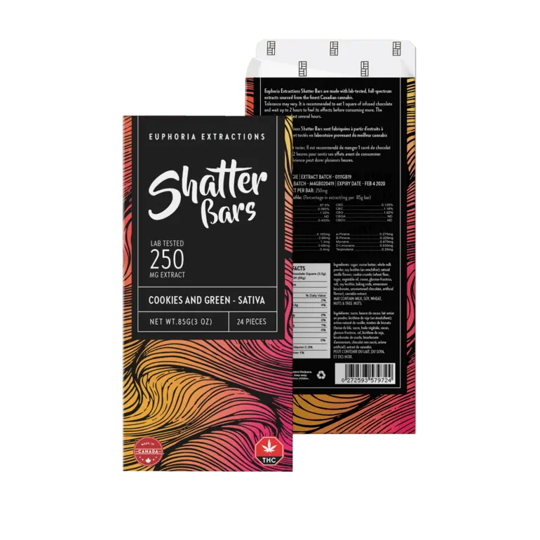 Euphoria Extract Shatter Bar Sativa Cookies & Green 500mg