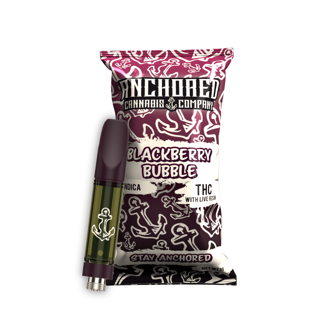 ANCHORED BLACKBERRY BUBBLE LIVE RESIN CART 1G
