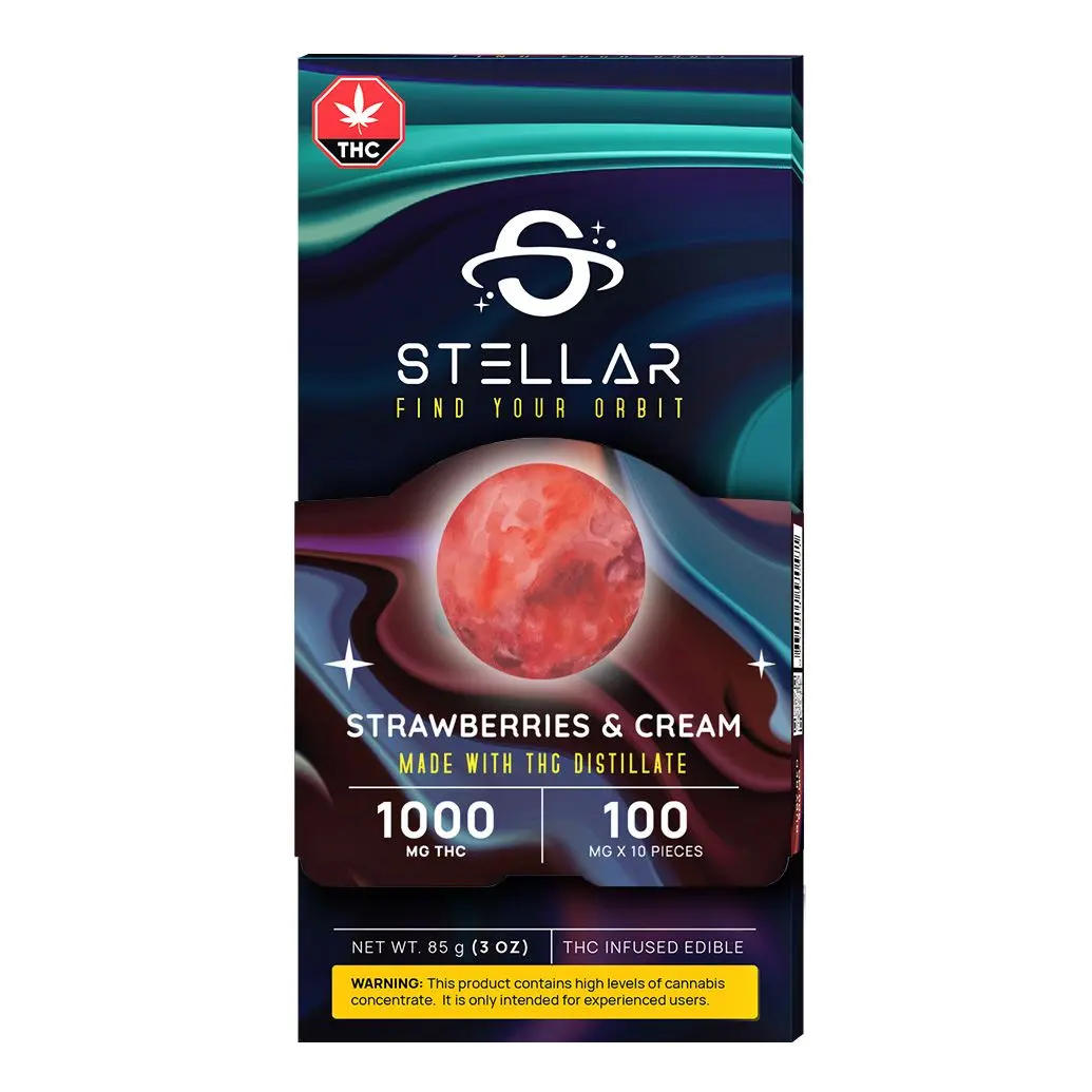 1000mg Strawberries & Cream Chocolate Bar by Stellar Treats