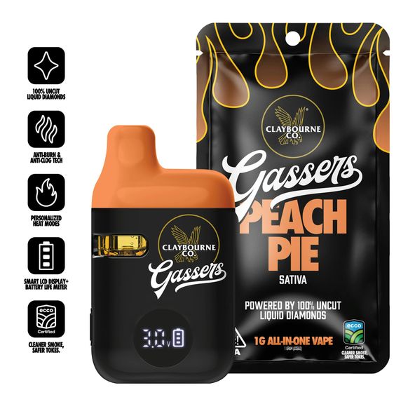 Claybourne Co. - Gassers Liquid Diamonds AIO - 1g - Peach Pie
