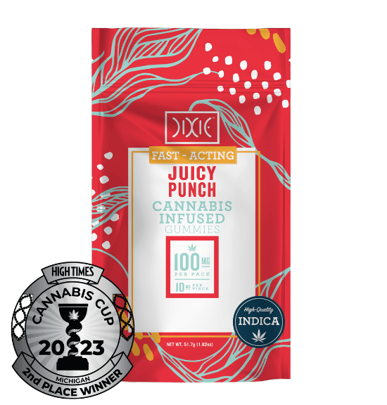 Dixie Fast Acting Gummies Juicy Punch 100mg