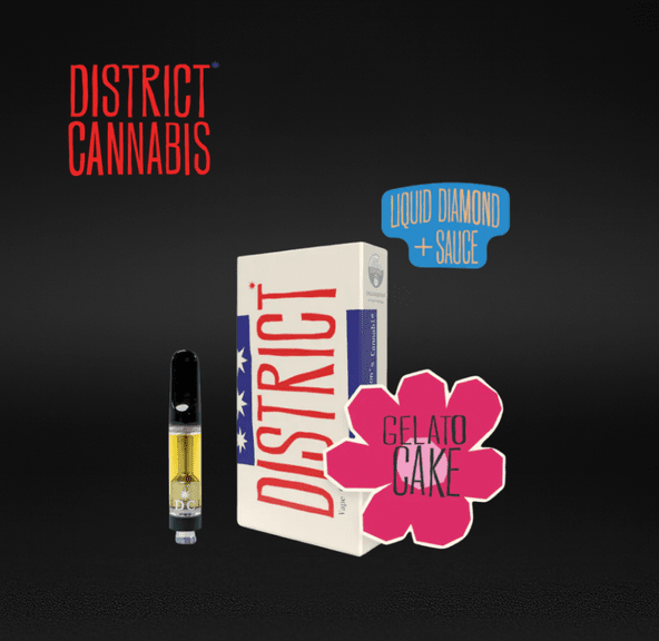 District Cannabis | Gelato Cake | Liquid Diamond and Sauce Vape Cartridge | 0.5g | Hybrid