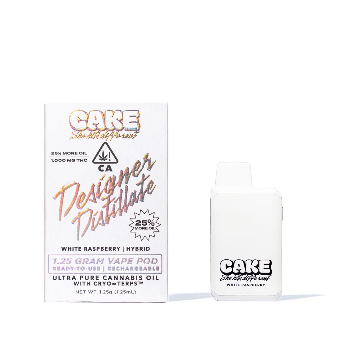 Cake AIO Vape White Raspberry 1.25g