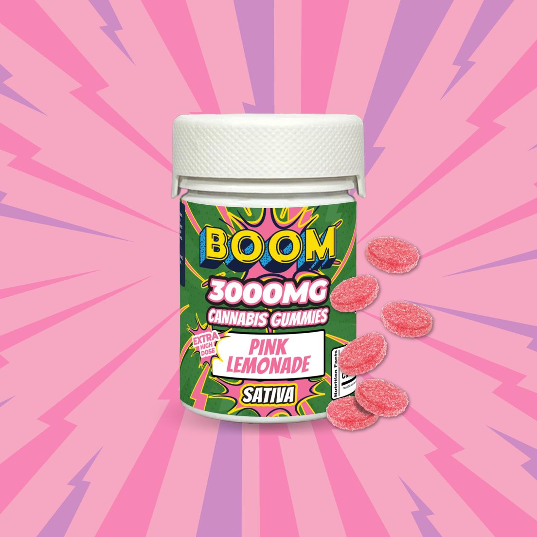 BOOM PINK LEMONADE GUMMIES 3000MG