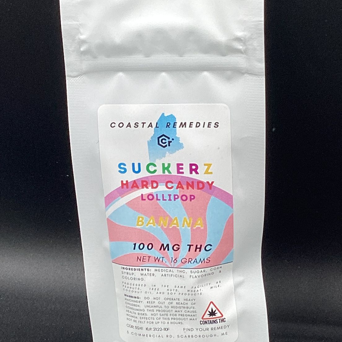 Coastal Remedies- Banana- Suckerz- Single Lollipop- 100mg