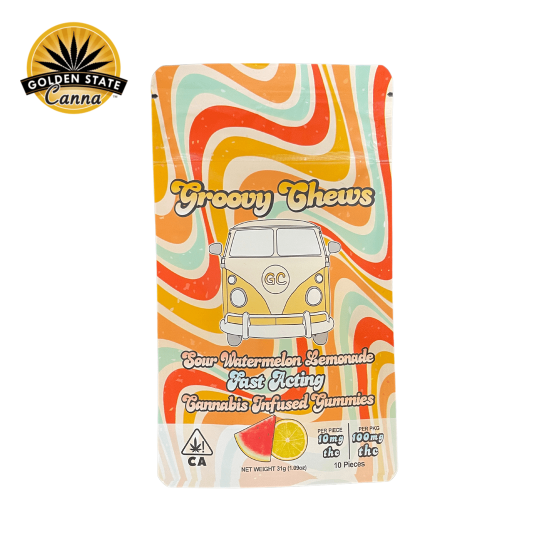 - Golden State Canna - Groovy Chews | Watermelon Lemonade | 100mg Fast Acting