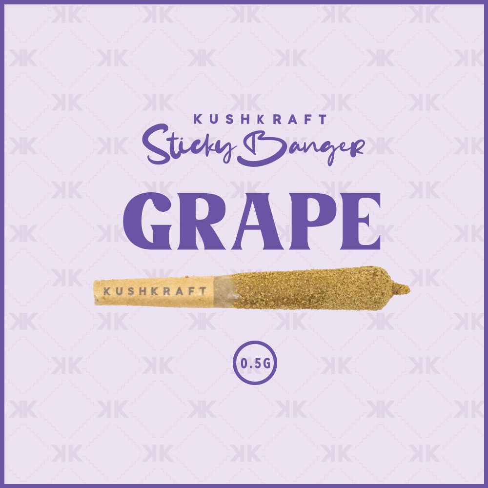 1 x 0.5g Infused Sticky Banger Pre-Roll Hybrid Grape by KushKraft