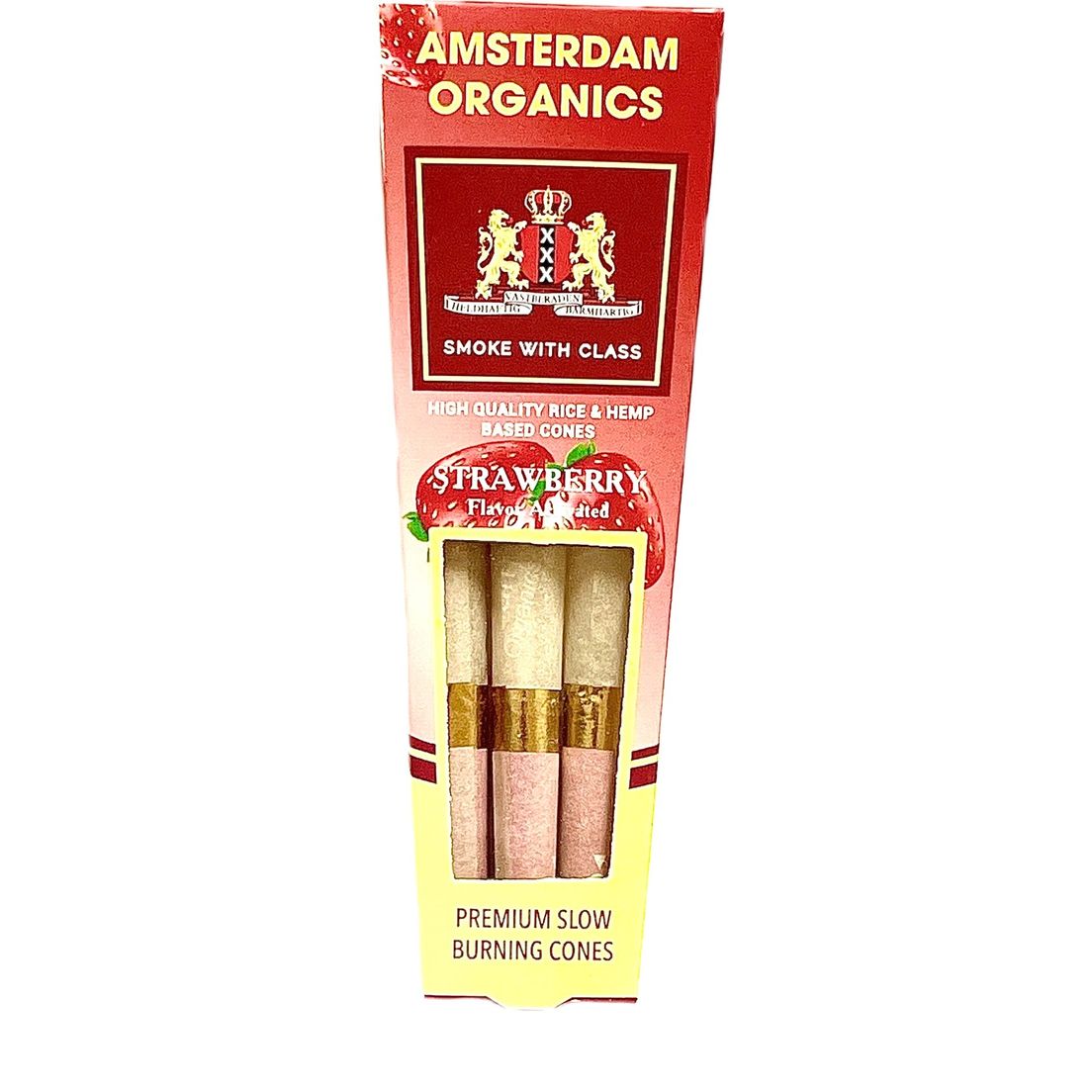 Amsterdam Organics: STRAWBERRY flavor King size pre-rolled cones