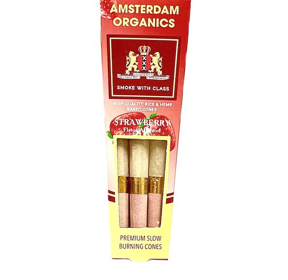 Amsterdam Organics: STRAWBERRY flavor King size pre-rolled cones