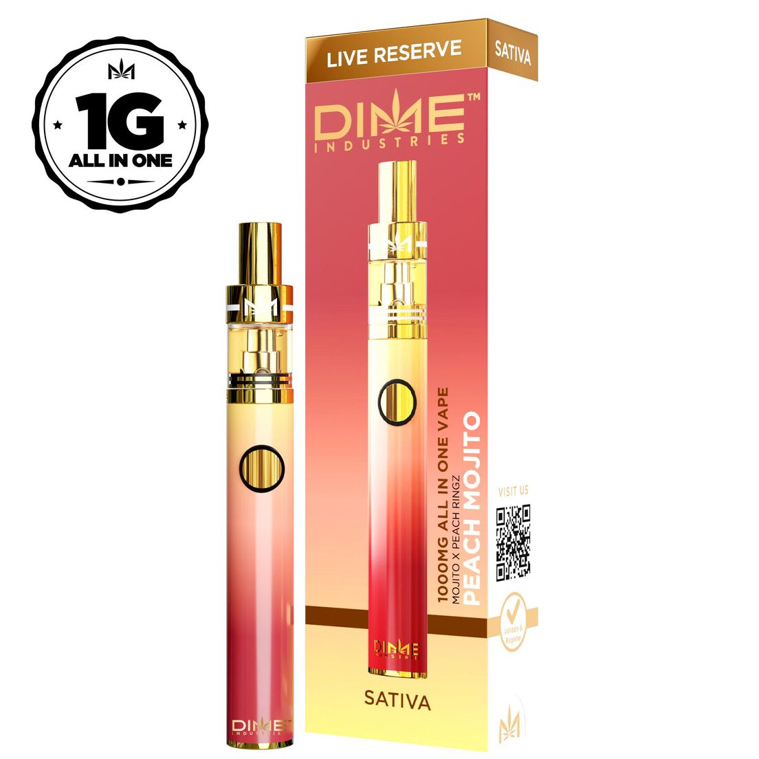 Dime Live Reserve - Peach Mojito - 1000mg All-in-One