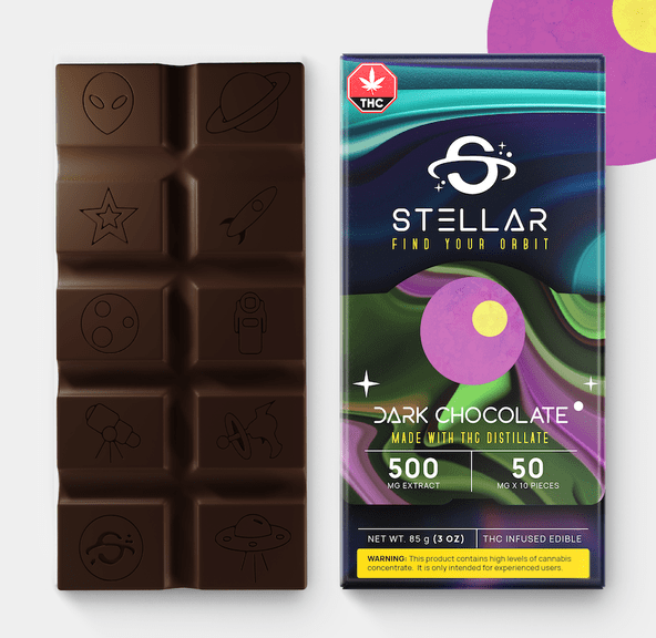 500mg Vegan Deep Space Dark Chocolate Bar by Stellar Treats