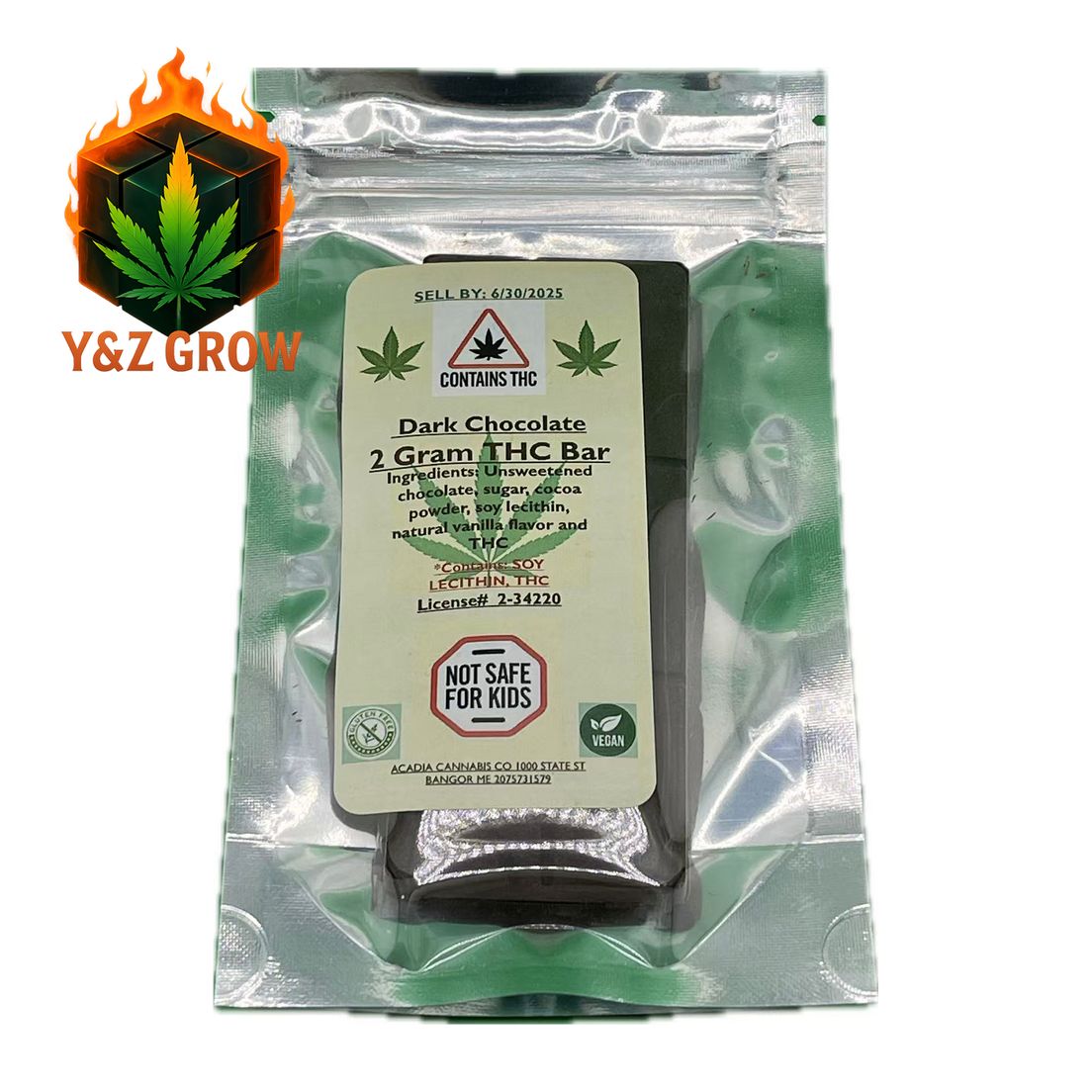 Acadia Dark Chocolate Bar - 2000mg