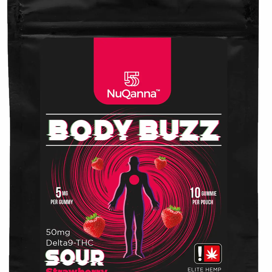 Body Buzz: Full Spectrum: 50mg : SOUR Strawberry