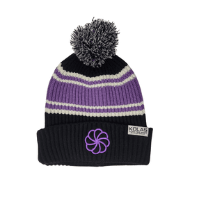 Kolas Branded Beanie Black & Purple w/ Pom Pom