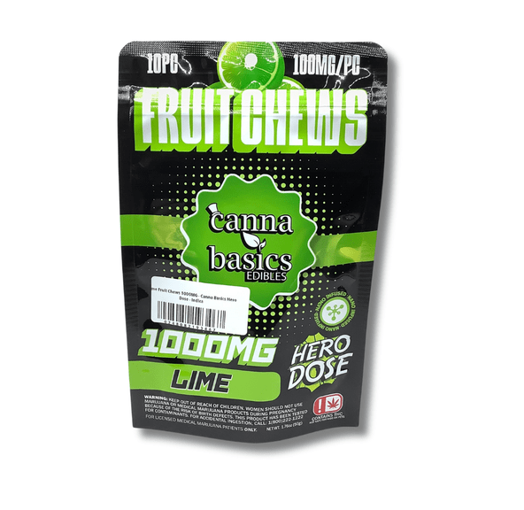 Lime Fruit Chews 1000MG - Canna Basics Hero Dose - Indica