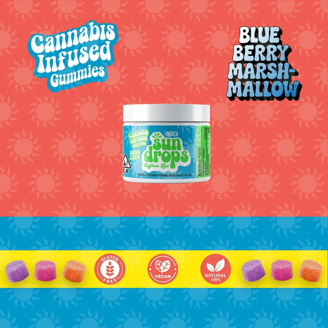 Blueberry Marshmallow Sundrops Gummies 100mg 40.00 g