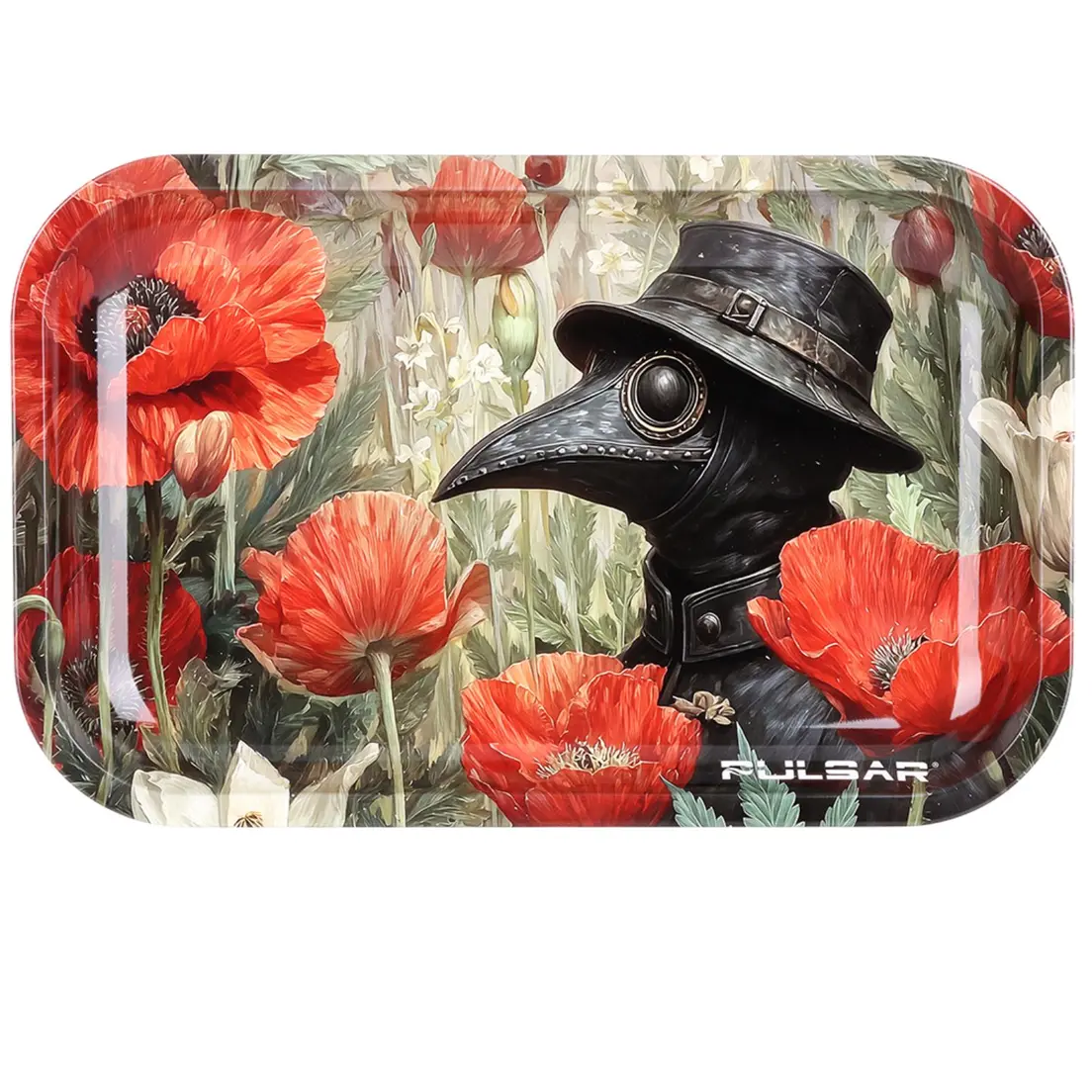 AFG Distribution- Plague Doctor Poppies- Pulsar- Metal Rolling Tray- 11 x 7