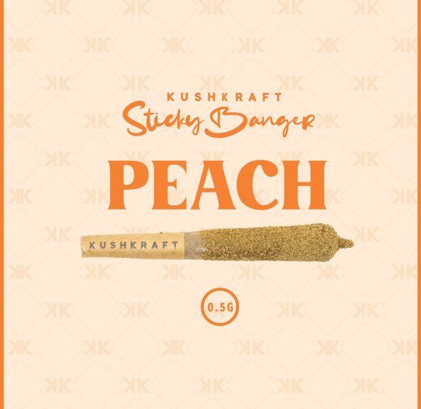 1 x 0.5g Infused Sticky Banger Pre-Roll Indica Peach by KushKraft