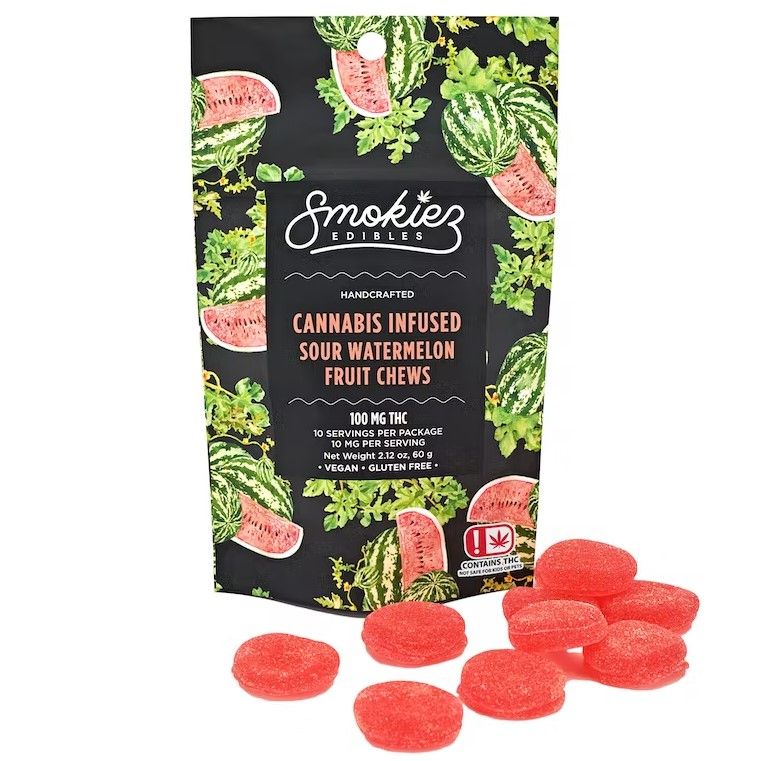 Sour Watermelon Fruit Chews - 100 mg THC - OK